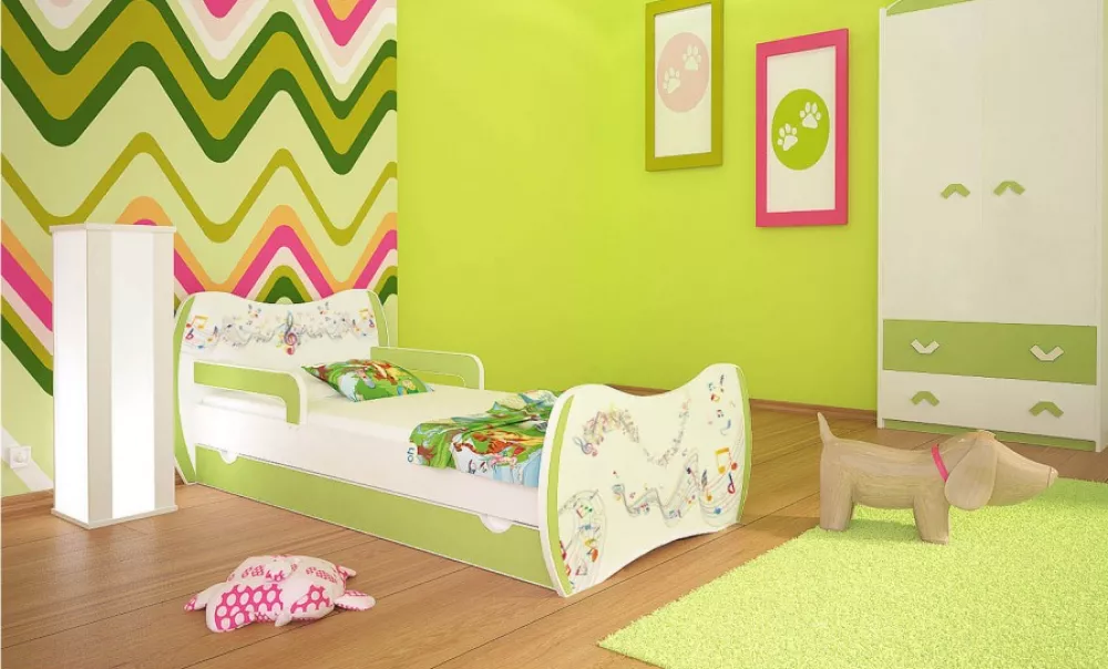 Bērnu gulta Dream L02 140x70 DM17 ar stelāžu Guļamvietas platums: 70 cm, Guļamvietas garums: 140 cm, · 94 × 144 × 71 cm