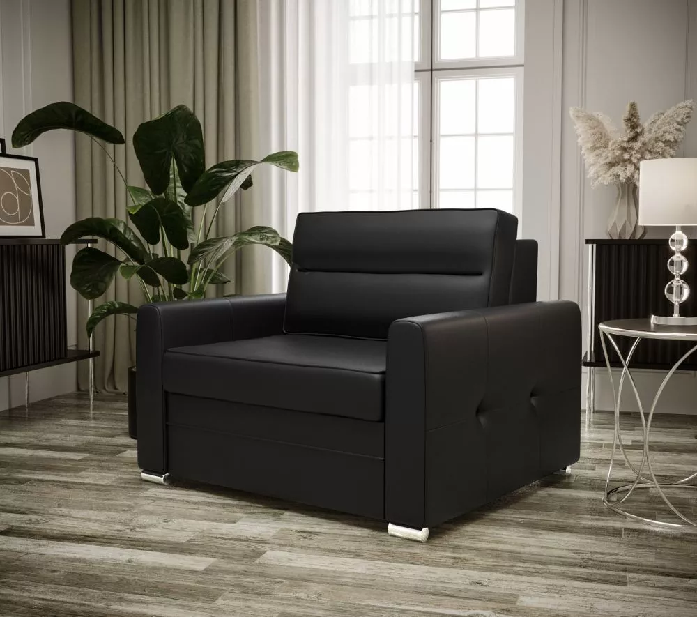 Mīksts krēsls Arte 1S Standard Sēdvietas dziļums: 55 cm, · Melns · 105 × 100 × 82 cm