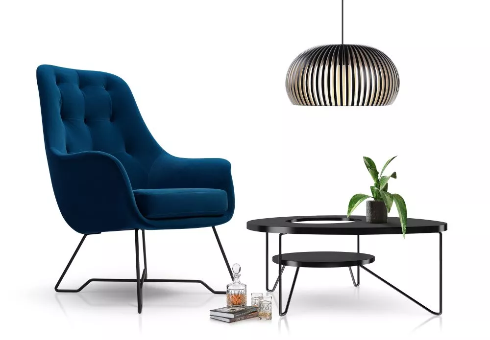 Mīksts krēsls Ezo Standard Sēdvietas dziļums: 52 cm, · Zils · 72.5 × 83 × 101.5 cm
