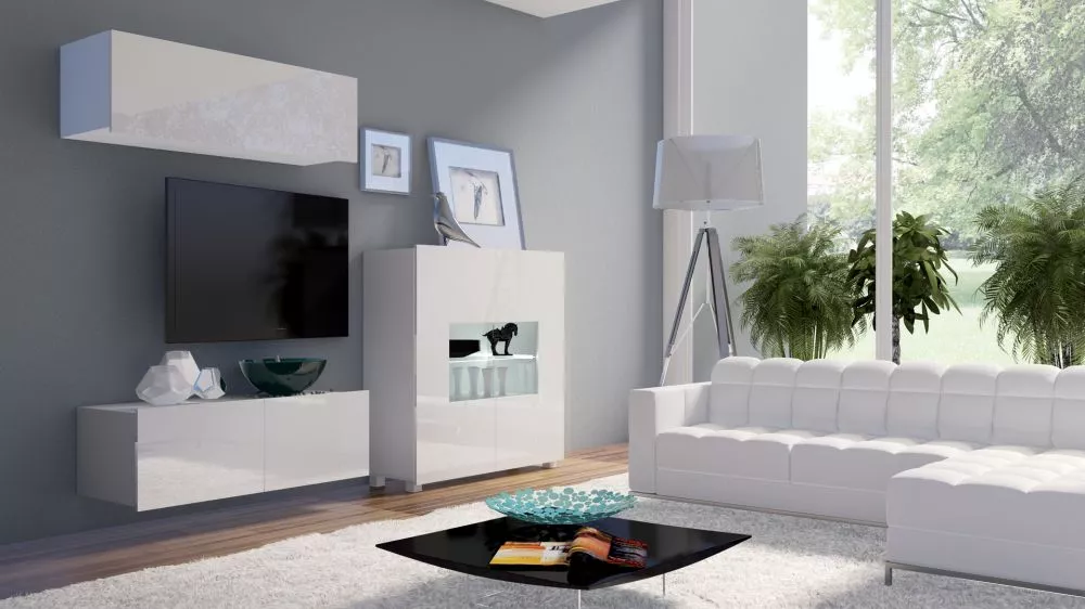 Sekcija Calabrini 9 ar LED · Balts · 200 × 43 cm