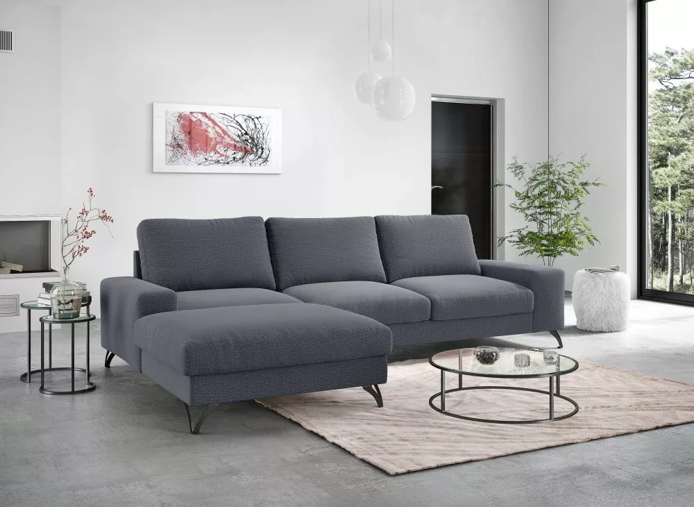 Dīvāns Flavio L Standard · Grafīts · 179 × 300 × 91 cm