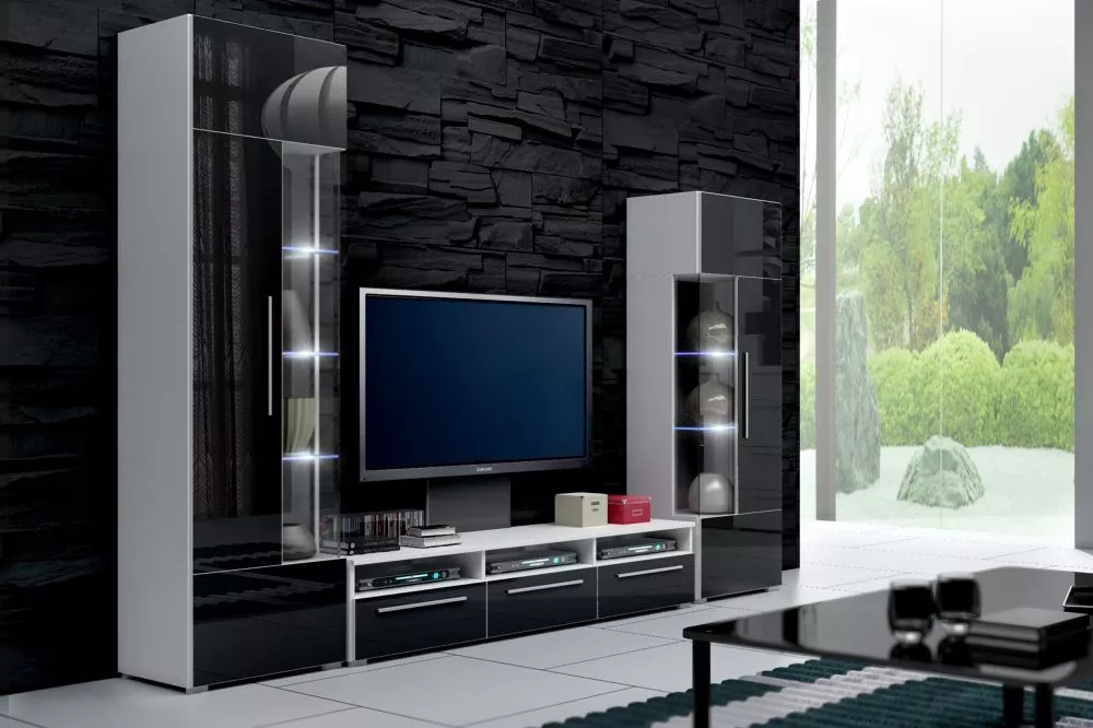 Sekcija Roma 2 ar LED Korpusa krāsa: balts, · 45 × 190 cm