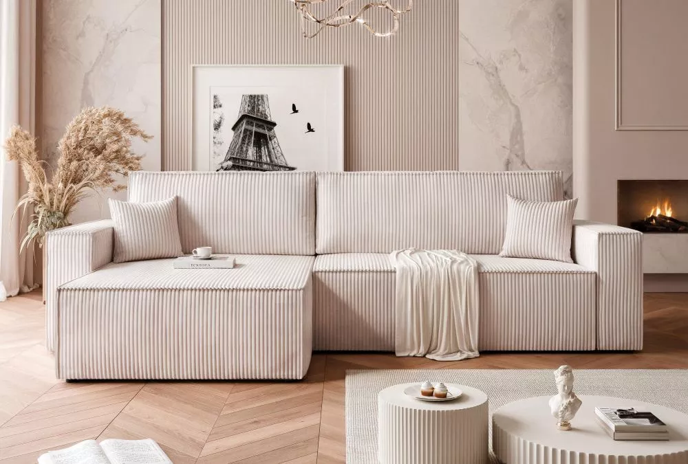 Dīvāns Paris XL Standard · Bēši pelēks · 145 × 276 × 83 cm