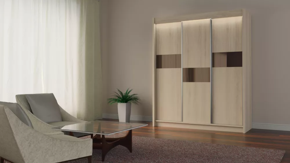 Skapis Livia ar LED · Sonoma · 180 × 61 × 216 cm