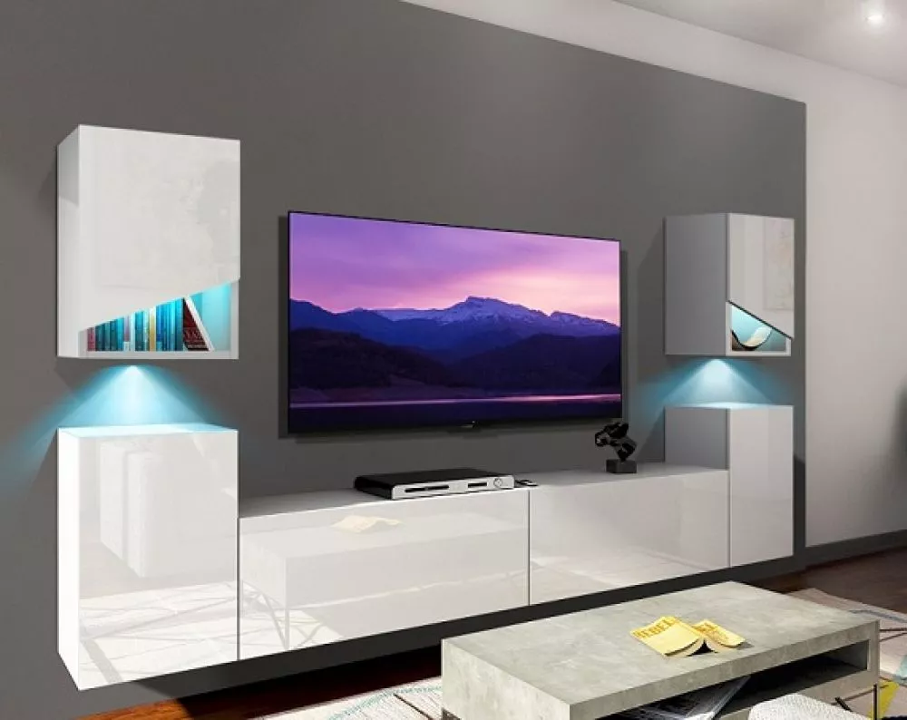 Sekcija IS S13 ar LED · Balts · 240 × 35 × 155 cm