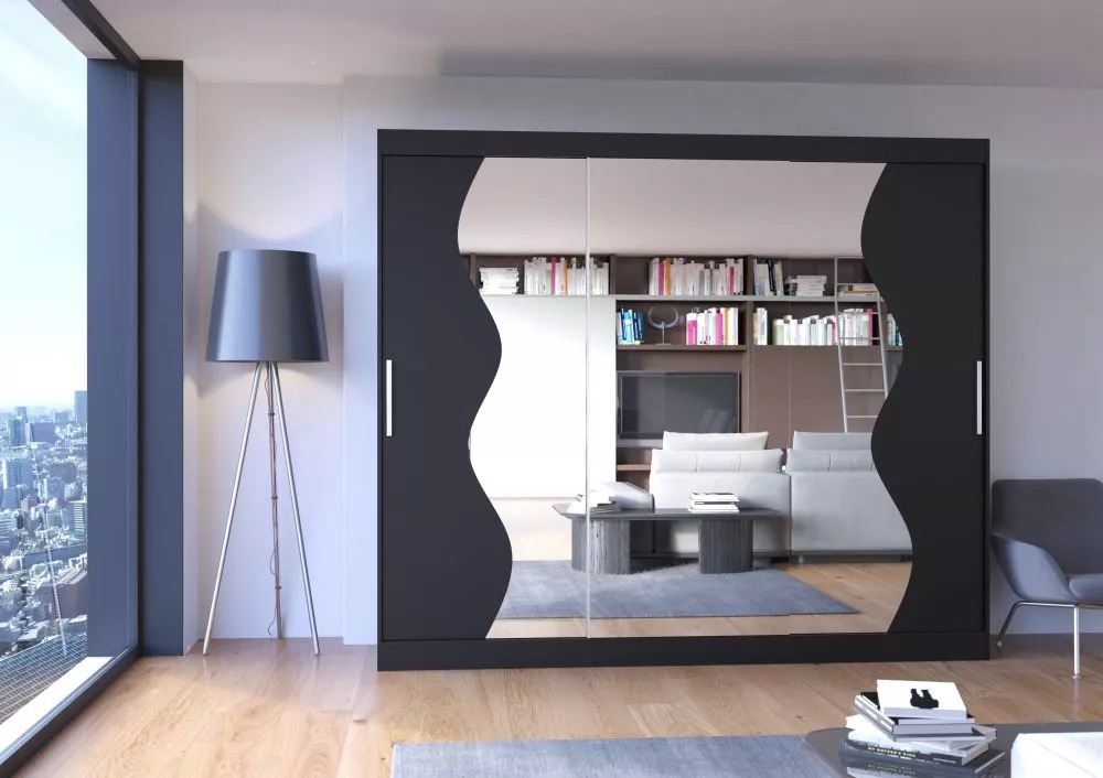 Skapis Sharon · Melns · 250 × 58 × 215 cm