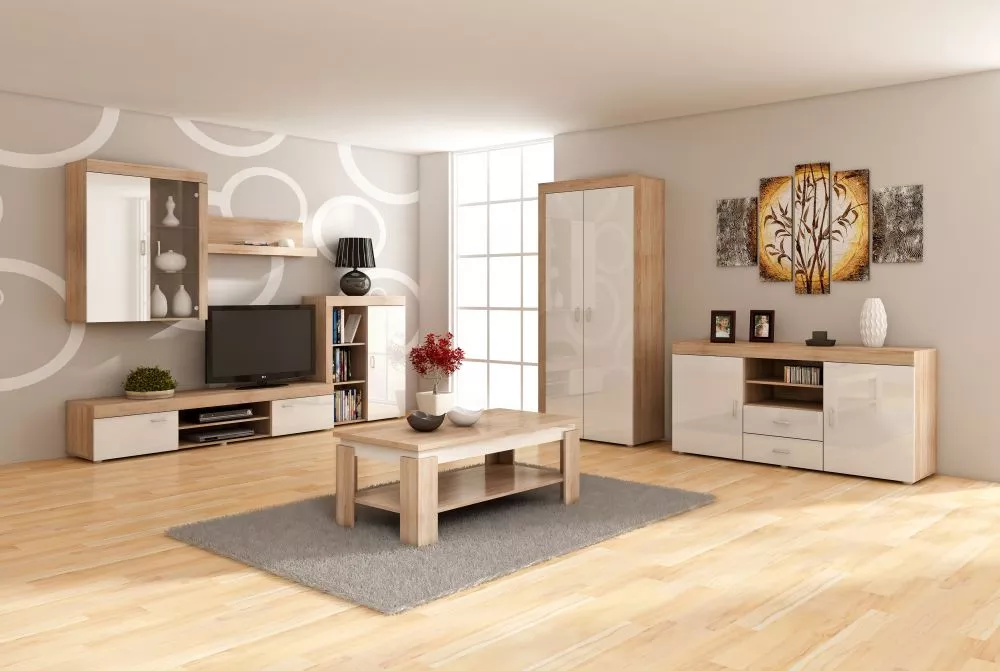 Plaukts Mamba mam 03 · Sonoma + balts spīdums · 90 × 112 × 350 cm