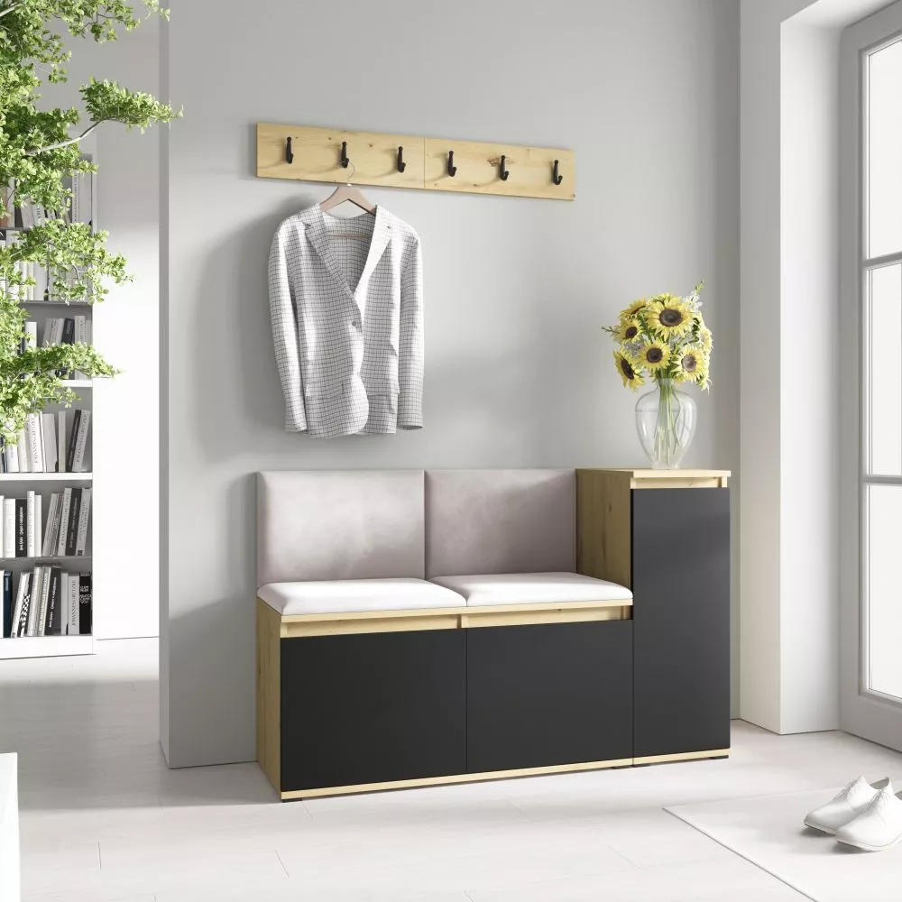 Apavu plaukts Emi 25 Trinity Korpusa krāsa: ozols artisan + melns, · 130 × 40 cm