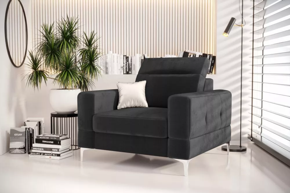 Mīksts krēsls Malibu 1S standard Sēdvietas dziļums: 64 cm, · Grafīts · 104 × 95 × 90 cm