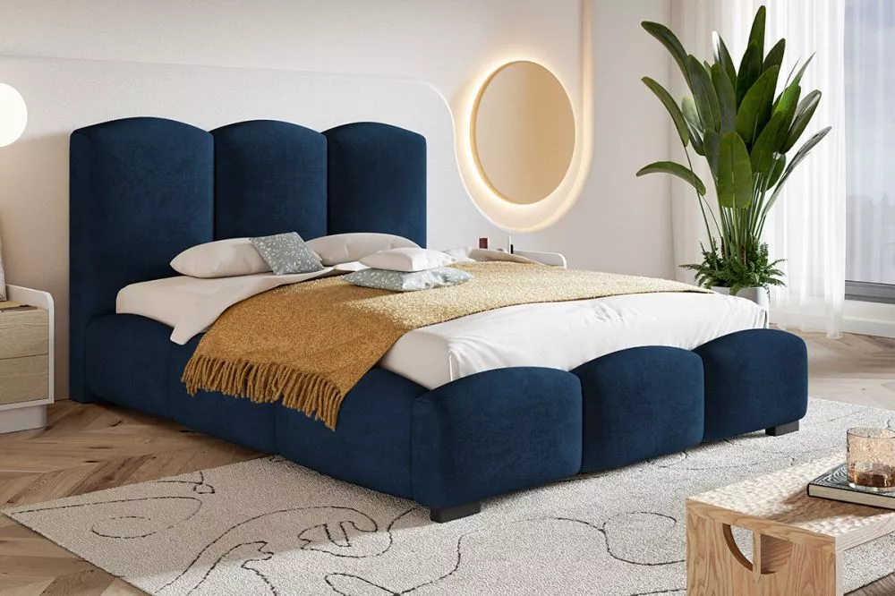 Gulta Bed 14 standard ar stelāžu Guļamvietas platums: 140 cm, Guļamvietas garums: 200 cm, stelāžas tips: koka, · Zils · 