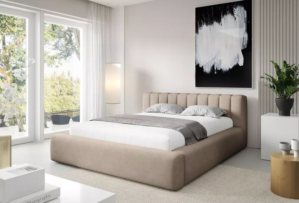 Gulta Bormio Standard ar stelāžu Guļamvietas platums: 160 cm, Guļamvietas garums: 200 cm, stelāžas tips: koka, · Bēšs · 
