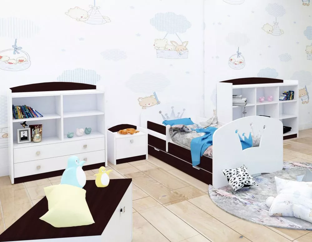 Bērnu gulta Happy Design Korona L08 190x90 ar stelāžu Guļamvietas platums: 90 cm, Guļamvietas garums: 190 cm, · 102 × 19