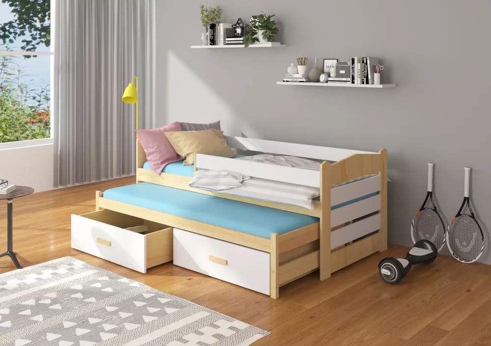 Bērnu gulta Tiarro Colour ar stelāžam Guļamvietas platums: 90 cm, Guļamvietas garums: 200 cm, · 97 × 206 × 80 cm