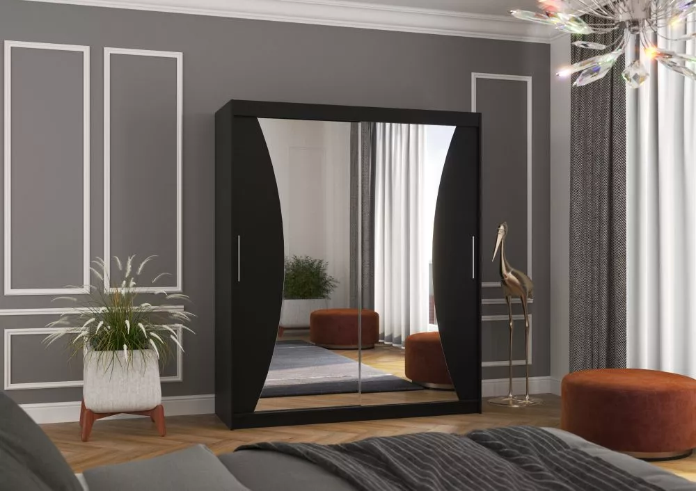 Skapis Charlotte · Melns · 180 × 58 × 215 cm