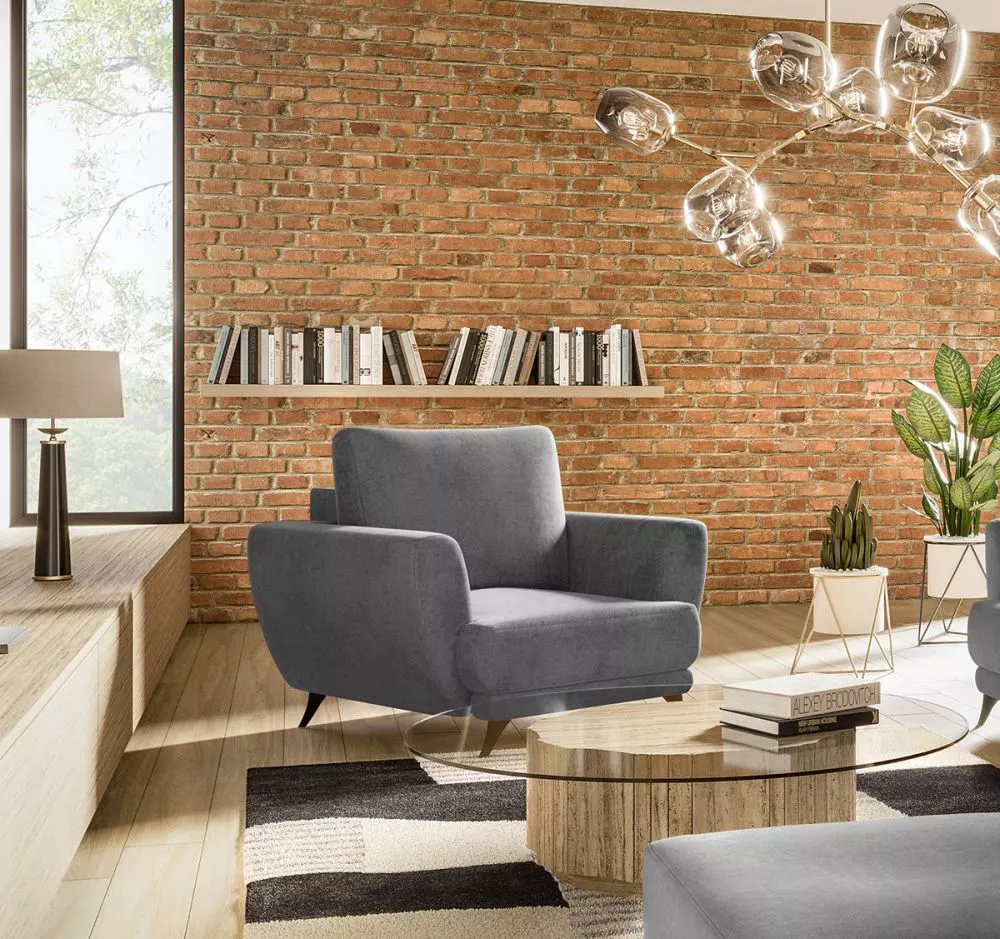 Mīksts krēsls Megis 1S Premium standard Sēdvietas dziļums: 60 cm, · Tumši pelēks · 102 × 94 × 87 cm