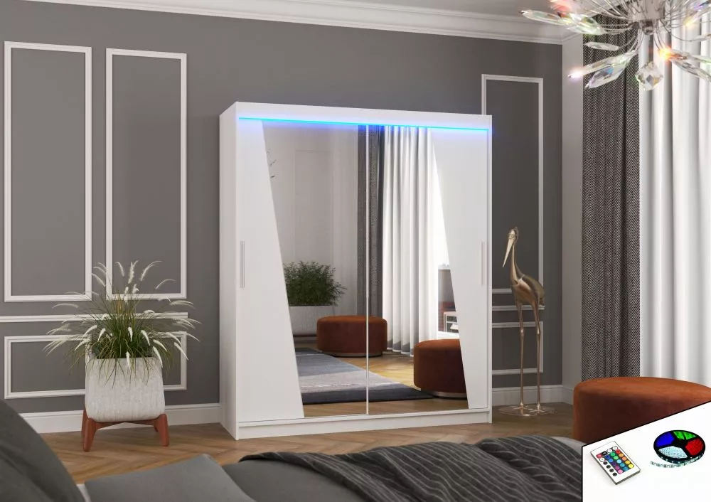 Skapis Preto ar LED · Balts · 180 × 58 × 215 cm