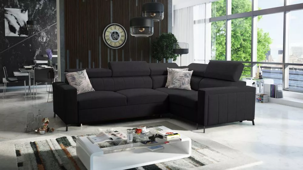 Dīvāns Baltico 2 Premium Standard · Melns · 198 × 275 × 83 cm