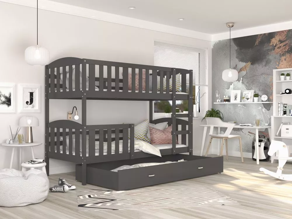 Bērnu gulta Kubus MDF 90x200 ar stelāžām Guļamvietas platums: 90 cm, Guļamvietas garums: 200 cm, · 96 × 208 × 158 cm