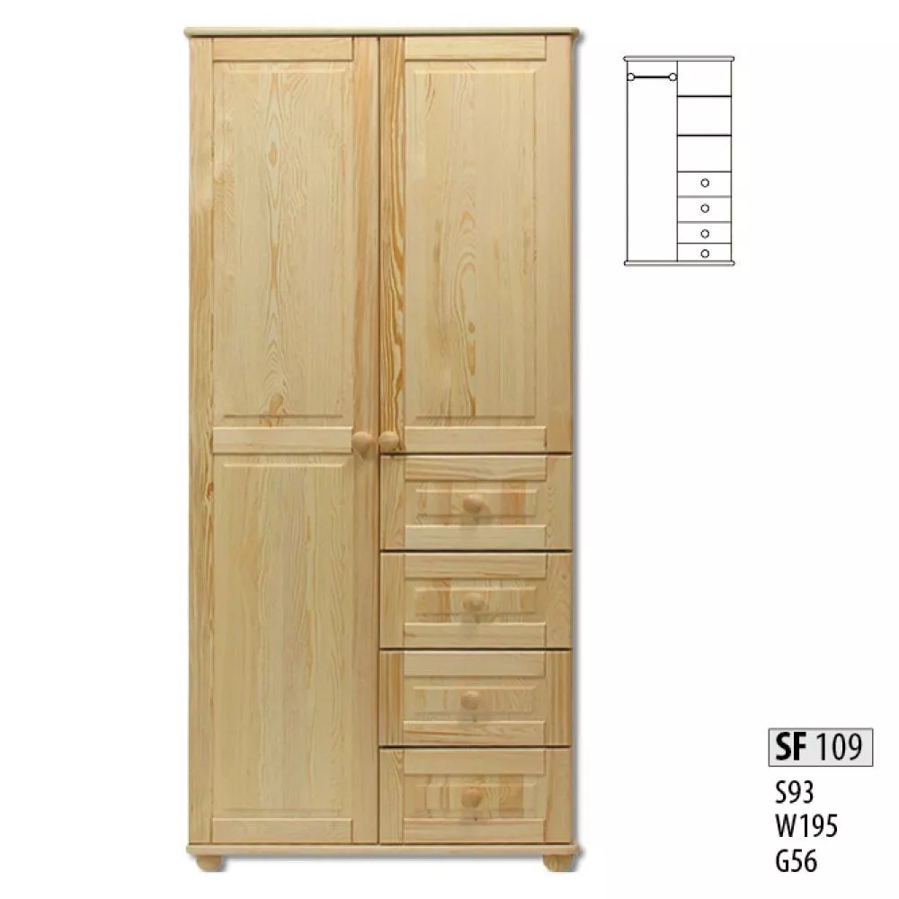 Skapis SF 109 · Priede · 93 × 56 × 195 cm