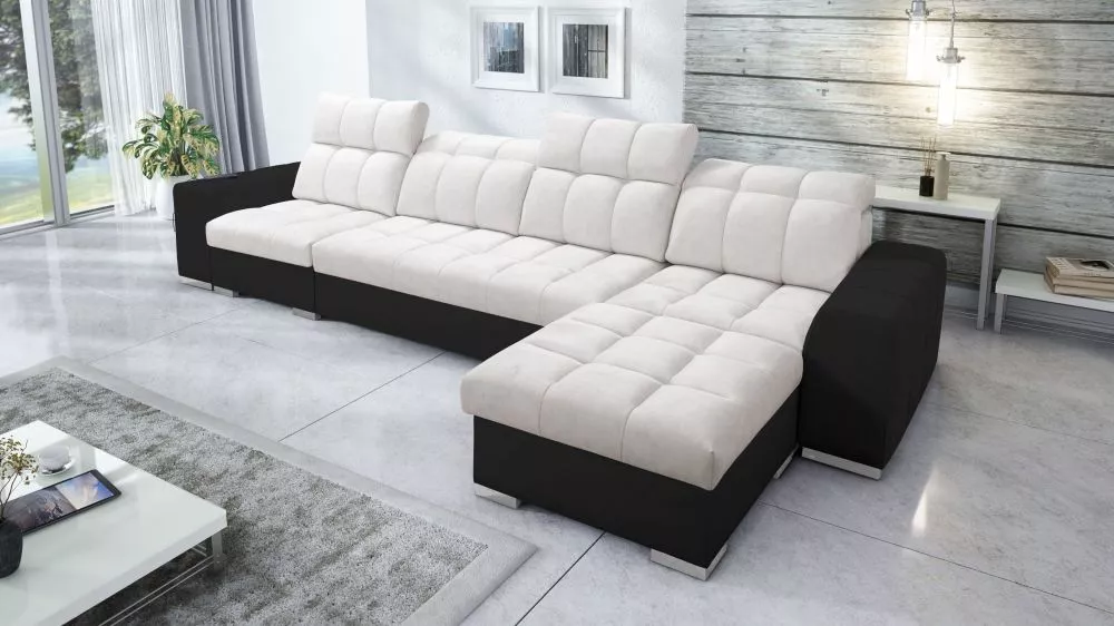 Dīvāns Pagano 12 Premium Standard · Bēšs + melns · 179 × 366 × 83 cm