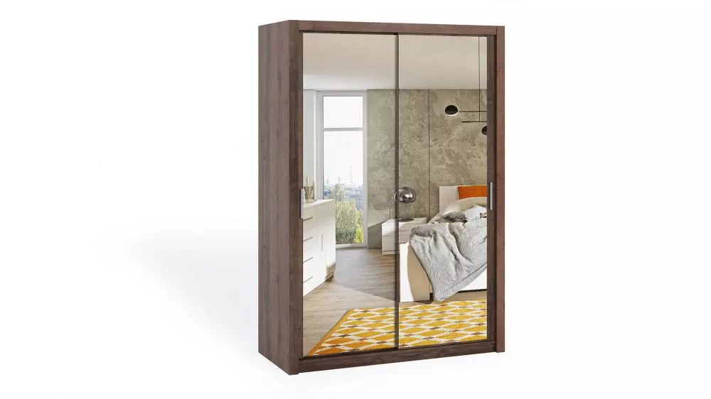 Skapis Bono BO SZ ar spoguli · Tumšais ozols · 150 × 62 × 215 cm