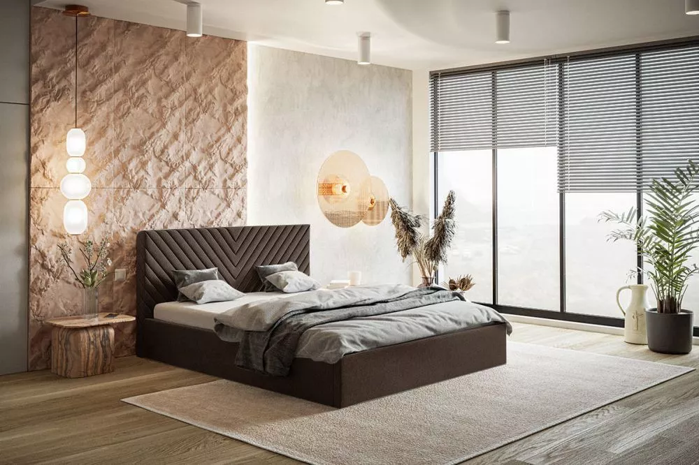 Gulta Gold 8 standard ar stelāžu Guļamvietas platums: 140 cm, Guļamvietas garums: 200 cm, stelāžas tips: koka, · Tumši b