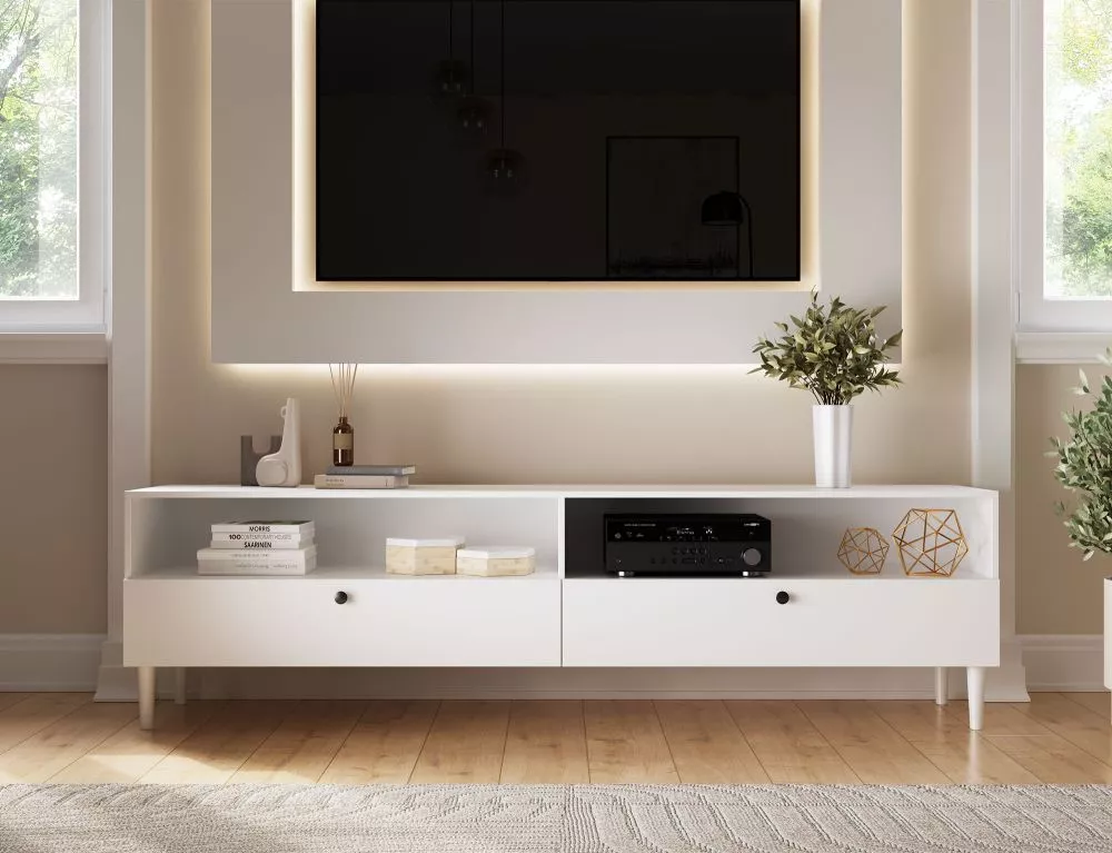 TV tumba Dullum RTV200 · Balts · 200 × 40 × 58 cm