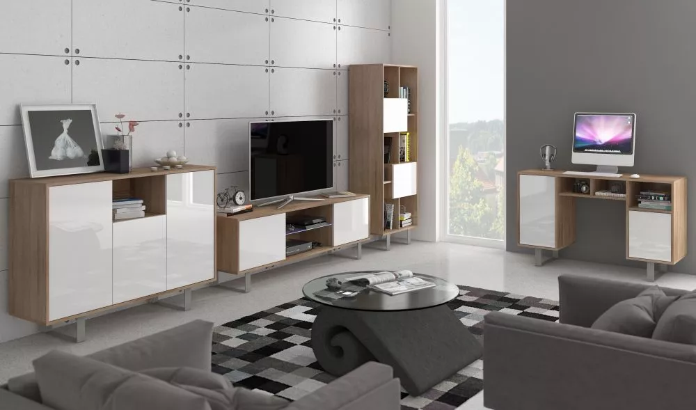 Galds King kin 09 · Sonoma + balts spīdums · 120 × 60 × 42 cm