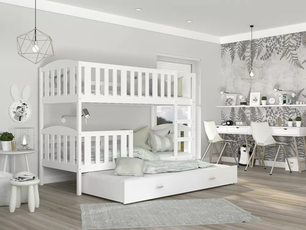 Bērnu gulta Kubus 3 MDF 80x190 ar stelāžām Guļamvietas platums: 80 cm, Guļamvietas garums: 190 cm, · 86 × 198 × 158 cm