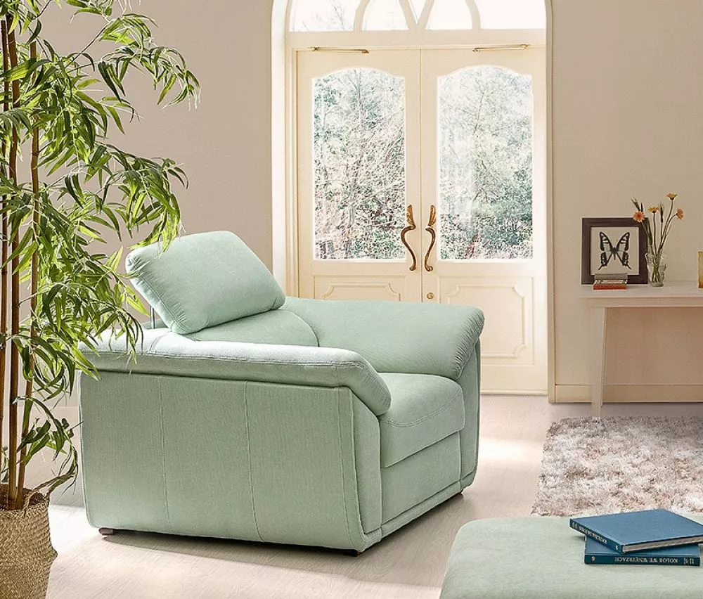 Mīksts krēsls Cadiz 1S standard Sēdvietas dziļums: 55 cm, · Piparmētru · 110 × 102 × 85 cm