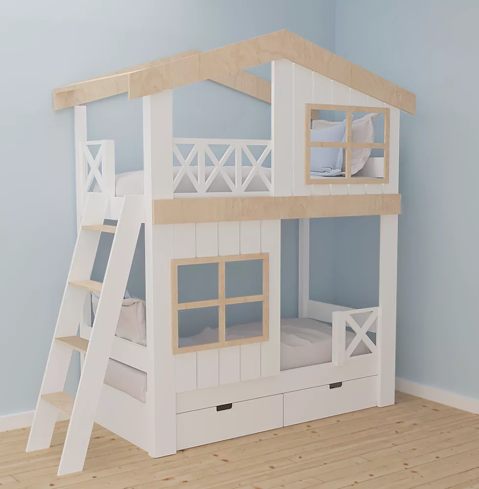 Bērnu gulta 118P ar stelāžām Kāpņu puse: Pa labi, Guļamvietas platums: 90 cm, Guļamvietas garums: 200 cm, · 99.5 × 252 ×