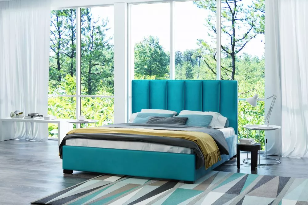 Gulta Hugo Standard ar stelāžu Guļamvietas platums: 160 cm, Guļamvietas garums: 200 cm, · Tirkīzs · 180 × 220 × 114 cm