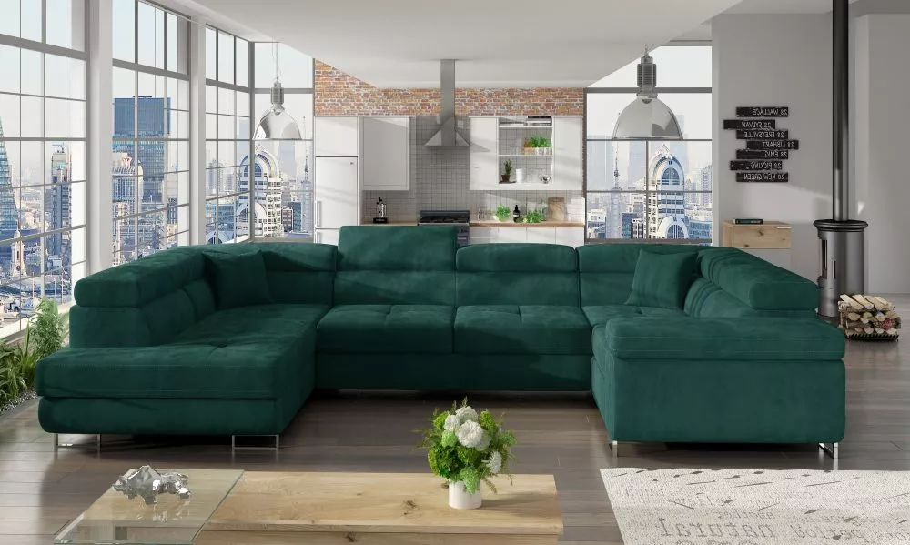 Dīvāns Letto Lux standard · Tumši zaļš · 202 × 340 × 90 cm