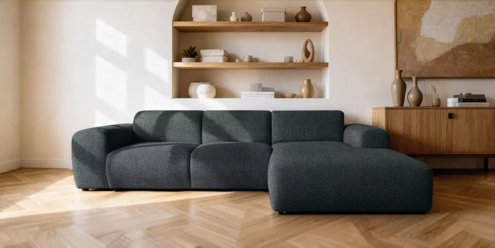 Dīvāns Gin Corner Standard · Melns · 192 × 310 × 71 cm