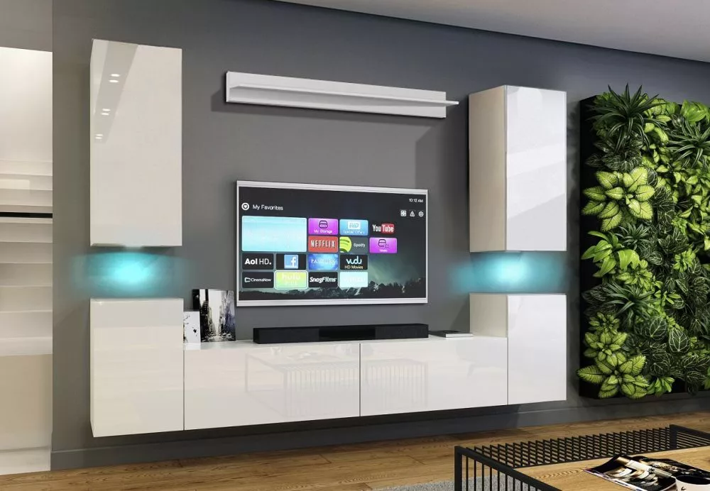 Sekcija Concept 64 ar LED · Balts · 240 × 35 × 173 cm