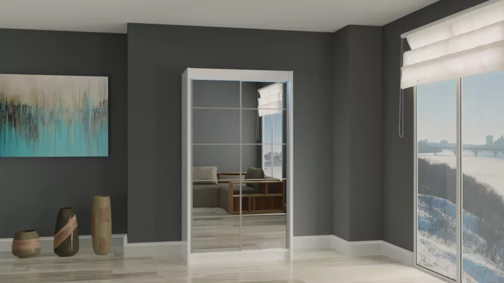 Skapis Flores ar LED · Balts · 120 × 61 × 216 cm