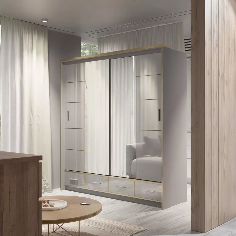 Skapis Sevilla ar LED · Pelēks · 203 × 66 × 220 cm