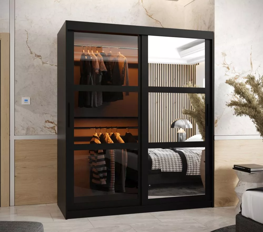 Skapis Dome 2 ar LED · Melns · 150 × 62 × 200 cm