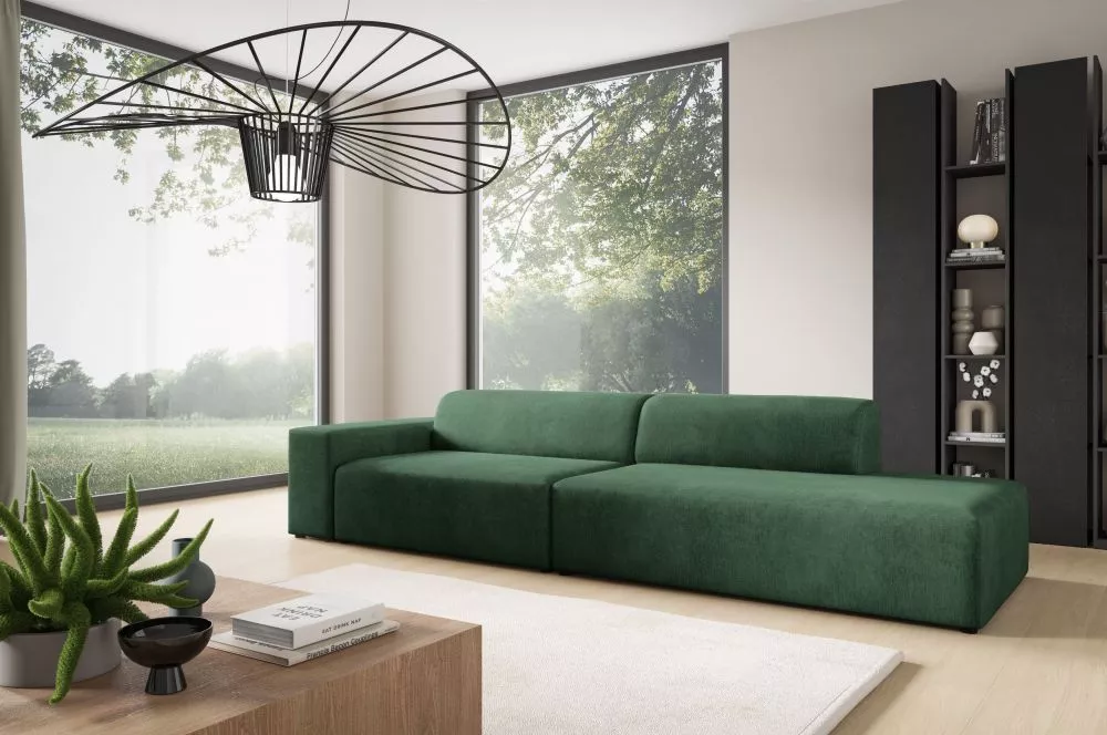 Dīvāns Modullo 2S Long Premium Standard · Tumši zaļš · 104 × 308 × 70 cm
