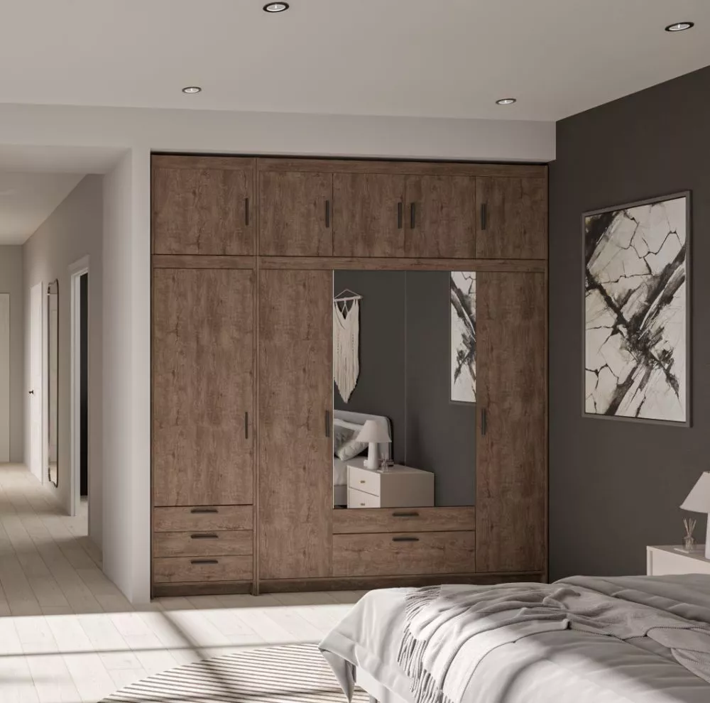 Skapis Elena 4D2S1D3S ar spoguli · Ozols lefkas · 236.2 × 53 × 245.5 cm