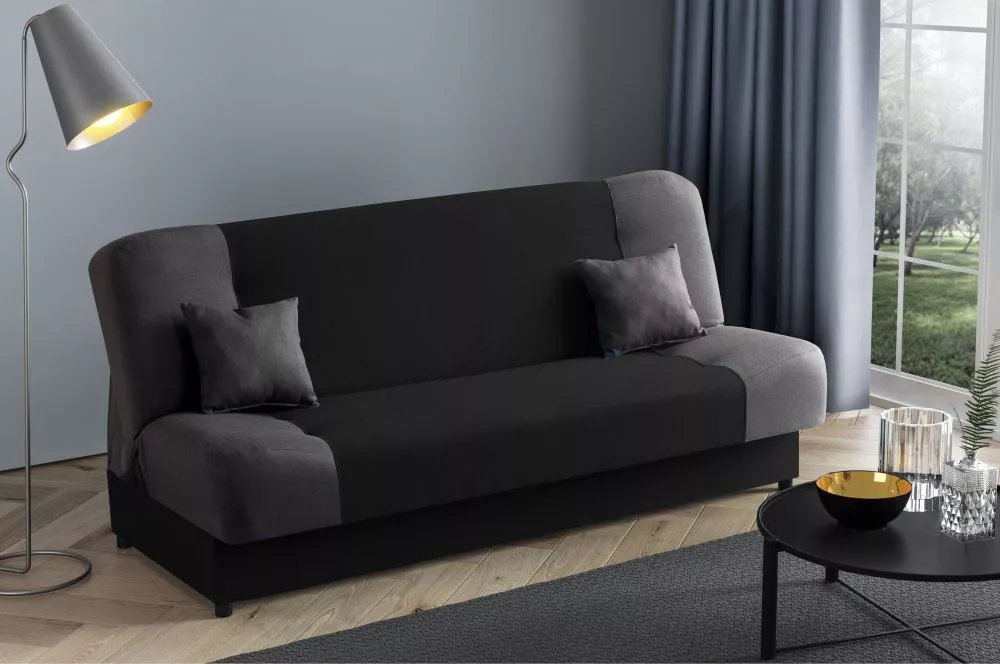 Dīvāns Sofa Bed 124 standard · Melns + pelēks · 90 × 198 × 85 cm