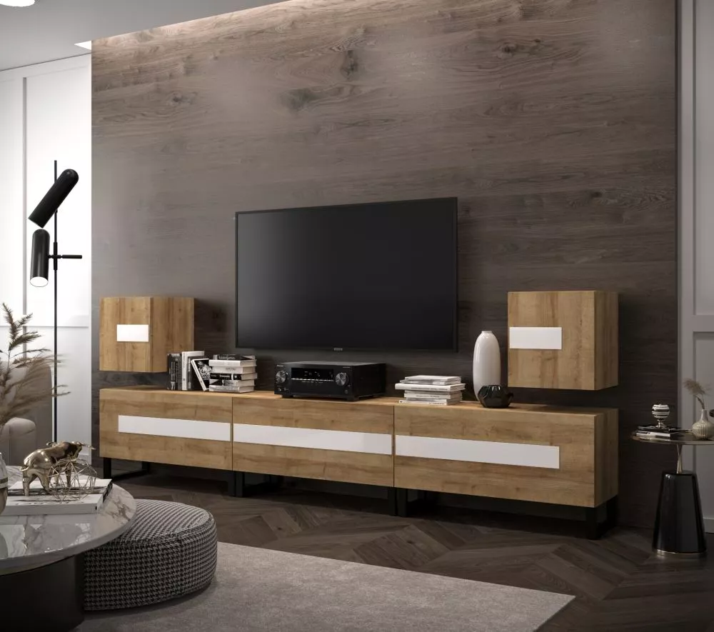 Sekcija New Concept C96 · Zelts ozols · 257 × 35 × 100 cm