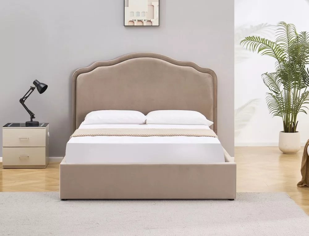 Gulta Florencja ar stelāžu Guļamvietas platums: 140 cm, Guļamvietas garums: 200 cm, · Bēšs · 150 × 222 × 125 cm