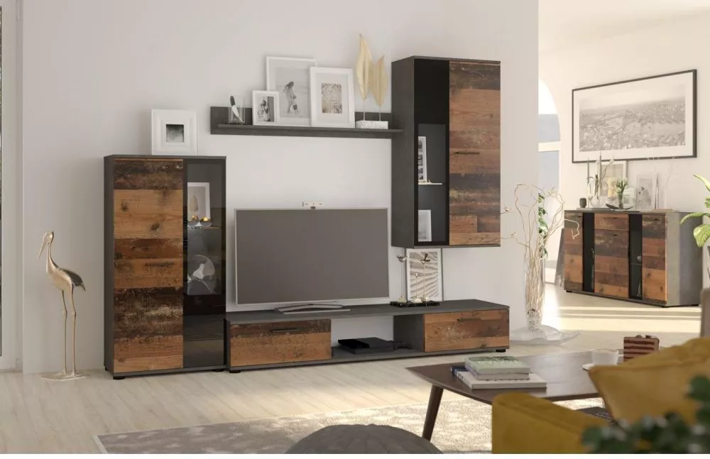 Sekcija Salsa ar LED Korpusa krāsa: tumšais betons, · 240 × 30.6 × 180 cm