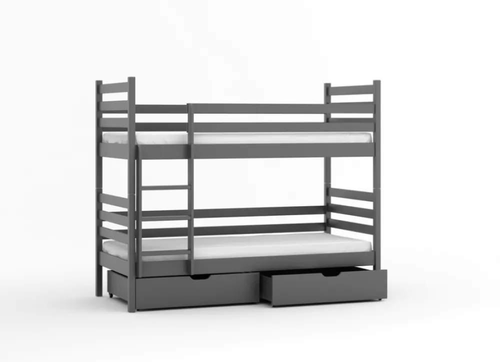 Bērnu gulta Nemo ar stelāžām Guļamvietas platums: 90 cm, Guļamvietas garums: 190 cm, · Grafīts · 97 × 198 × 161 cm