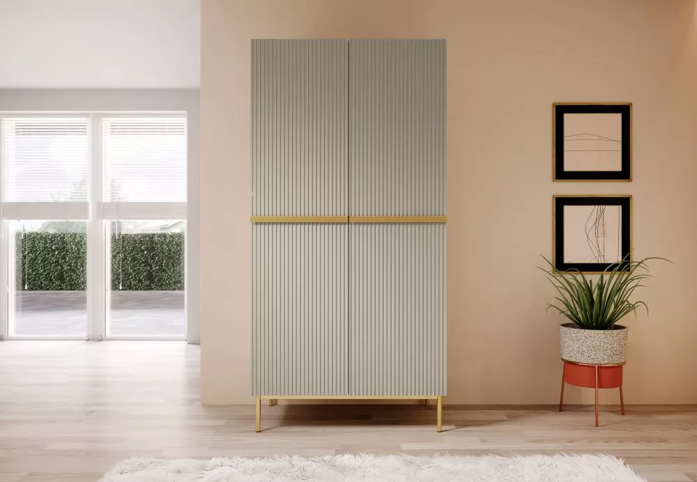 Skapis Nicole SZ100 2D2SZ Gold · Gaiši bēšs · 100 × 62 × 220 cm