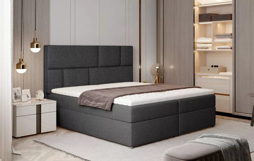 Gulta Florence Boxspring Lux standard Guļamvietas platums: 160 cm, Guļamvietas garums: 200 cm, · Antracīts · 165 × 210 ×