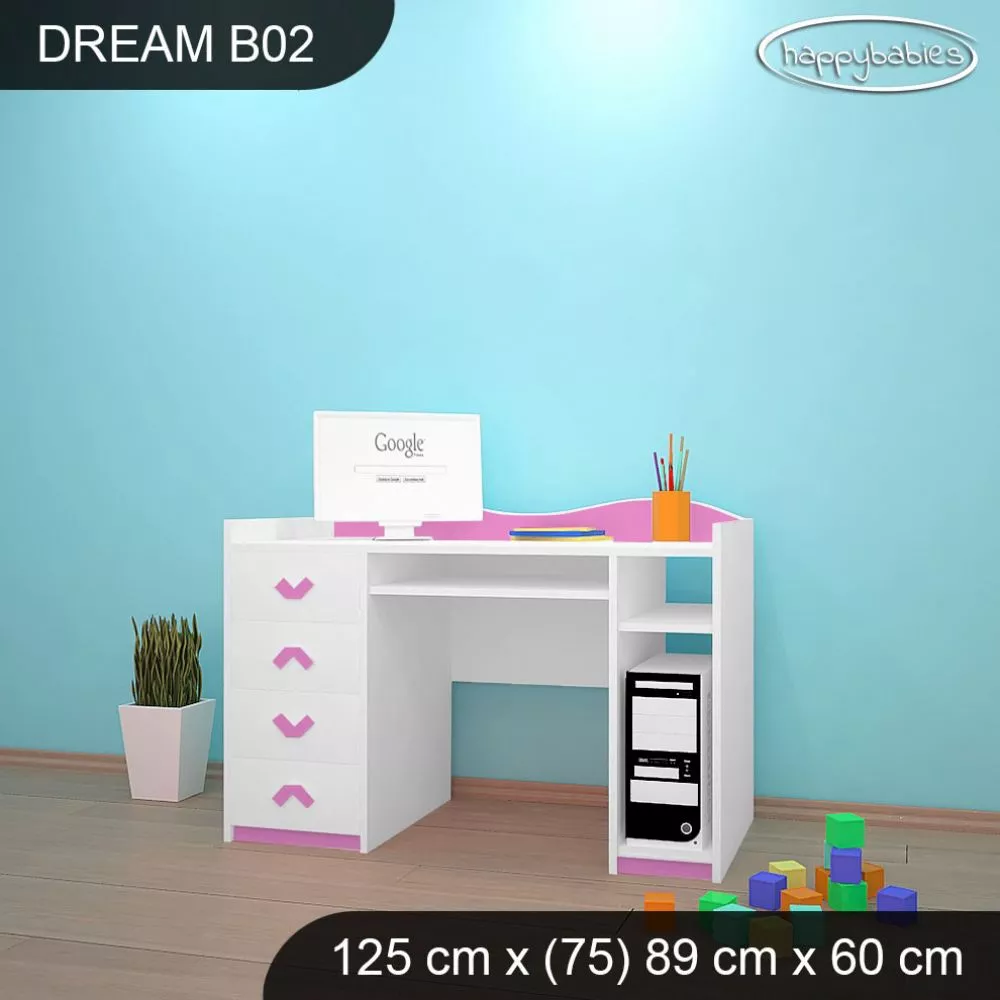 Bērnu rakstāmgalds Dream B02 Maksimālais augstums: 89 cm, · 125 × 75 × 60 cm