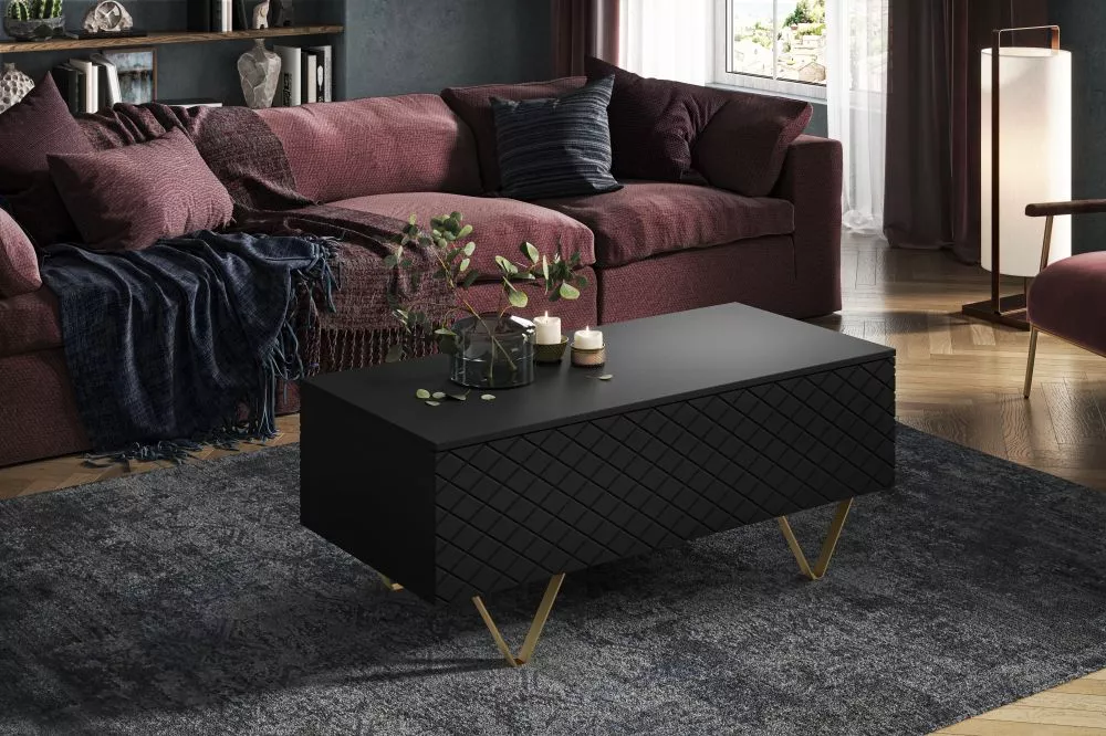 Žurnālgalds Scalia L120 2K Gold · Melns · 120 × 55 × 48 cm