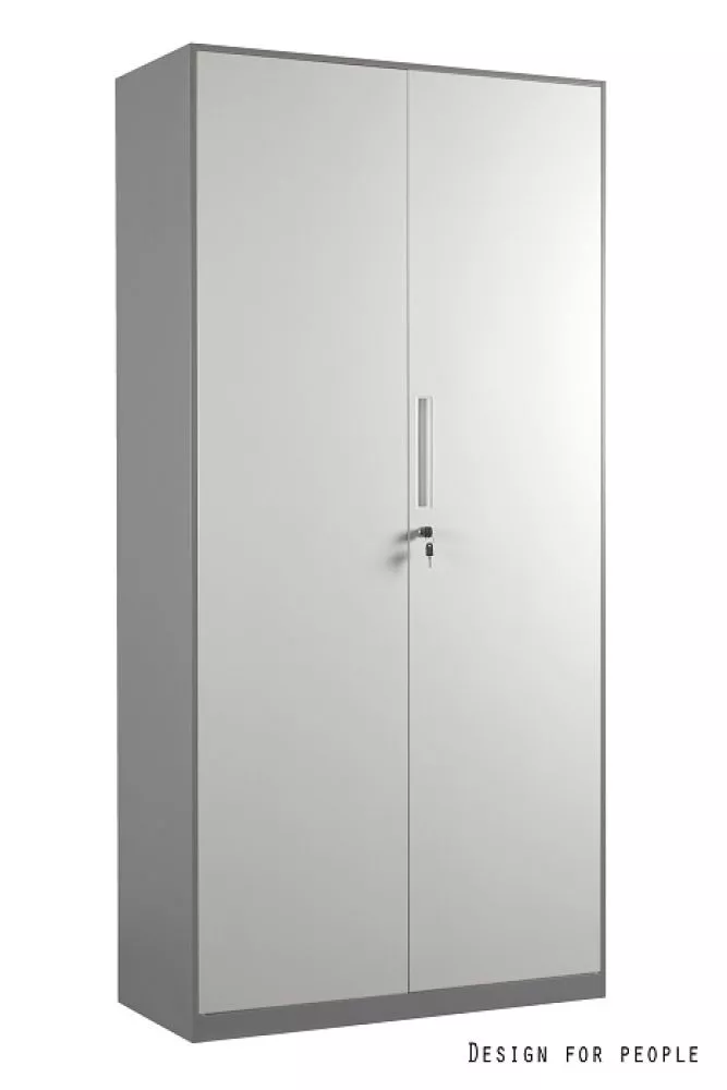 Grāmatu skapis XD-029 Korpusa krāsa: pelēks, Elementu krāsa: balts, · 90 × 40 × 185 cm